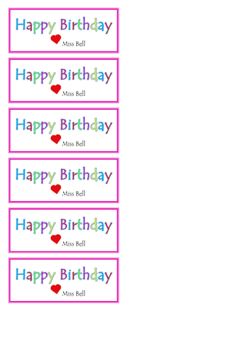 Happy Birthday Tags- Class notes, birthday gifts