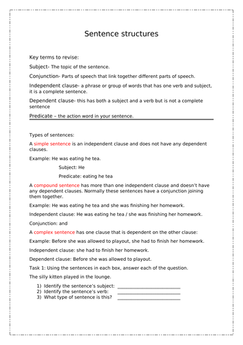 Simple sentence revision | Teaching Resources