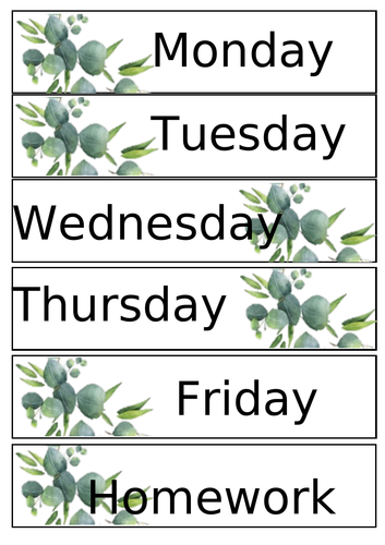 Botanical Trolley / Classroom Labels EDITABLE