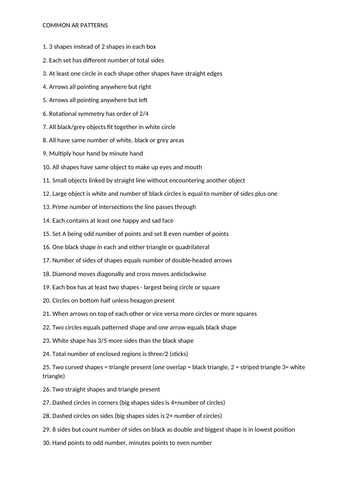 common abstract reasoning patterns list