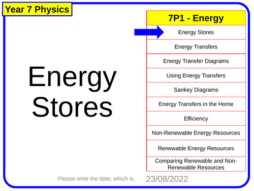 KS3 Energy Stores & Energy Transfers - 3 Lessons