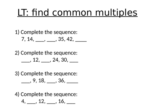Y6 Maths: Find common multiples
