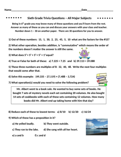 sixth-grade-trivia-questions-for-6th-grade-only-teaching-resources