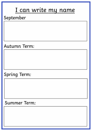 Name writing assessment