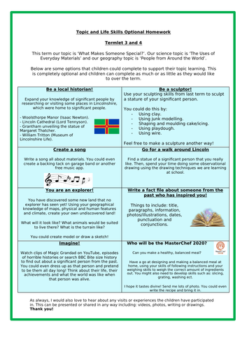 Year 2 Topical Homework: What Make Someone Special?