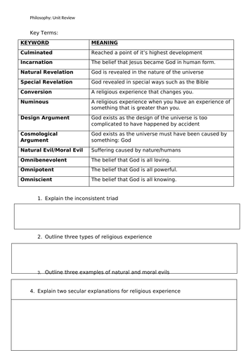 EDEXCEL SPEC: Philosophy & Ethics review