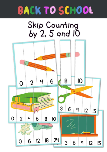 Back to School Number Puzzles. Skip Counting by 2, 5 and 10.