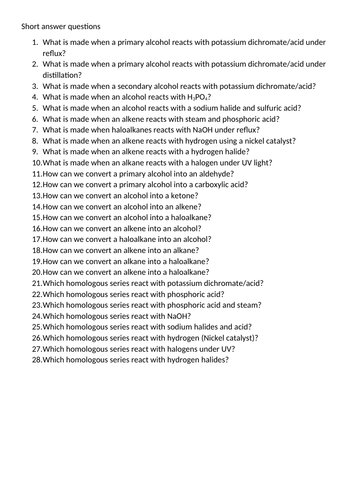 Revision of organic reactions