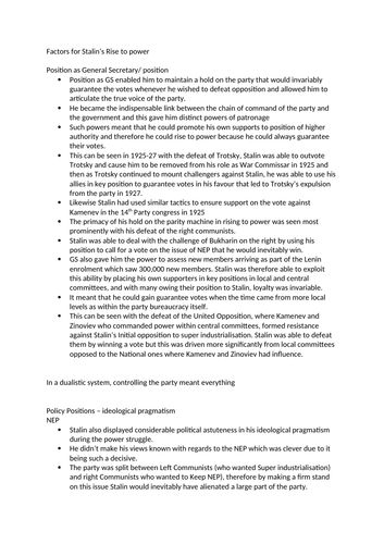 Stalins Dictatorship and Rise to power