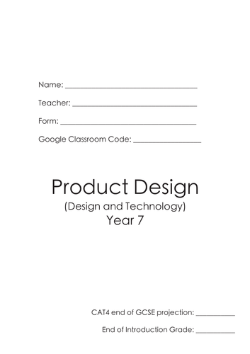 Design & Technology Booklet - Year 7 (2022/2023) - Booklet Only.