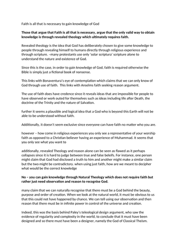 RS Knowledge of God notes Revealed theology