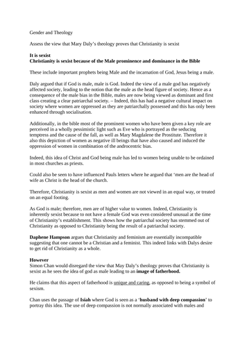 RS Gender and Theology/Society A level complete notes