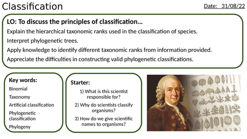 AS/A2-Level AQA Biology Classification (Phylogeny, Taxonomy) Full Lesson