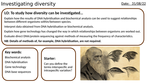 AS/A2-Level AQA Biology Investigating Diversity Full Lesson