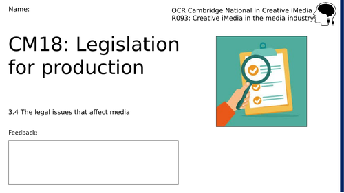 CM18 - Legislation for production (Workbook)