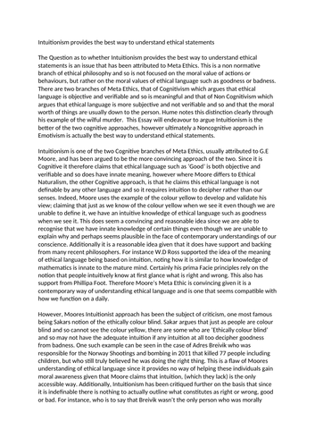 Meta Ethics Essay plans/notes OCR A Level