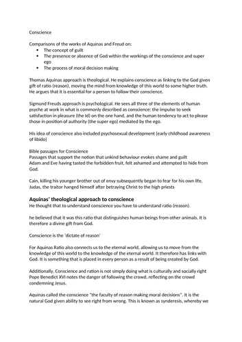 Conscience OCR A Level Religious Studies