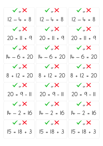 True or false addition and subtraction stickers