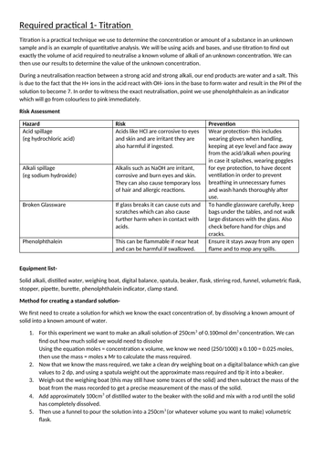 A- LEVEL CHEM PRACTICAL WRITE UPS AQA