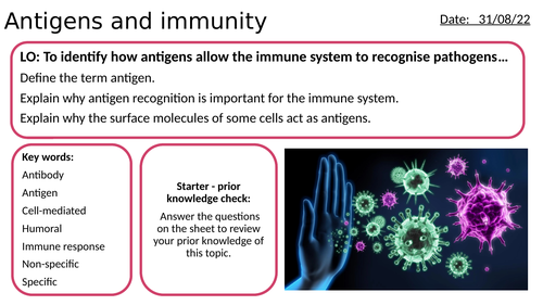 AS/A2-Level AQA Biology Antigens and Immunity Full Lesson