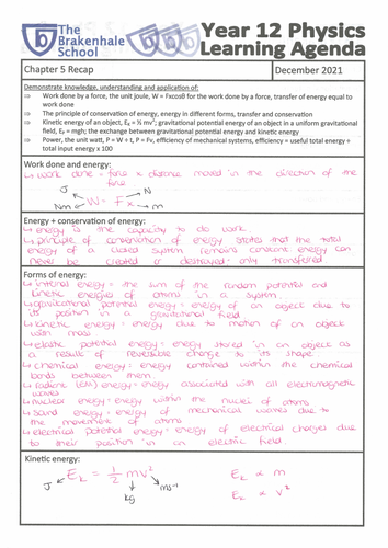 OCR Physics A Chapter 5: Recap