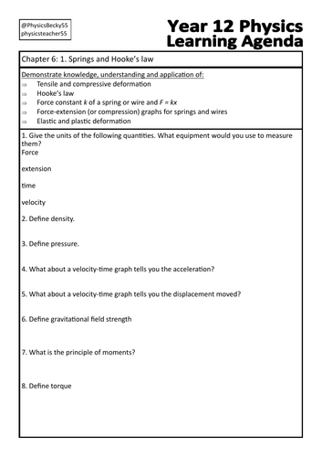OCR Physics A Chapter 6: 1. Springs and Hooke's law