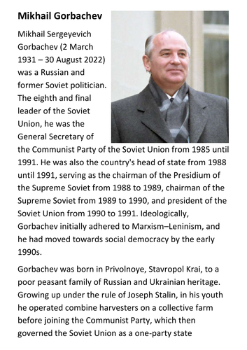 Mikhail Gorbachev Handout
