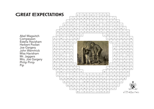 Great expectations character wordsearch