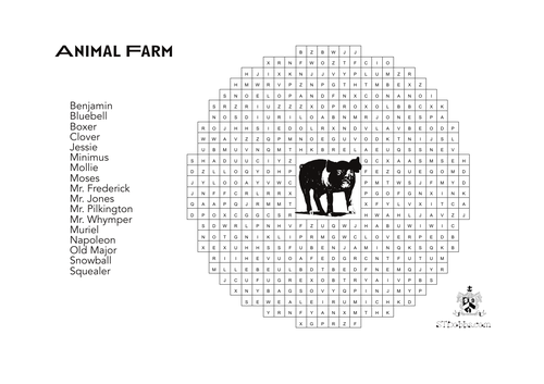 Animal farm character wordsearch