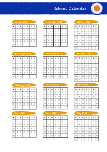 2022-2023 School Calendar | Teaching Resources