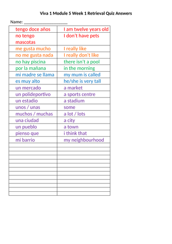 Viva 1 Module 5 Retrieval Quizzes