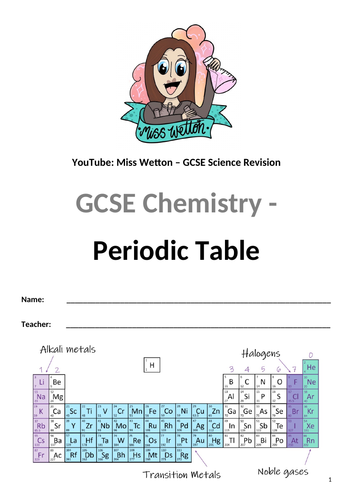 Periodic Table Workbook (Revision/Independent Learning/Classroom Use)