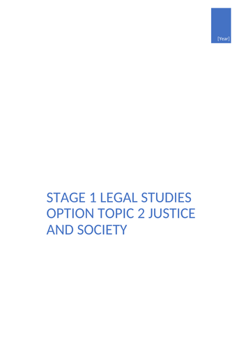 Stage 1 Legal Studies - Option Topic Justice