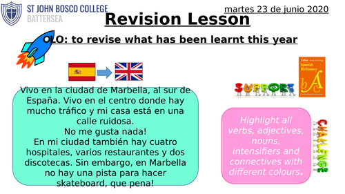 KS4 SPANISH - END OF YEAR REVISION - over two weeks worth of lessons with revision of all topics!