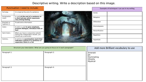 AQA Creative writing 13 planning sheets.