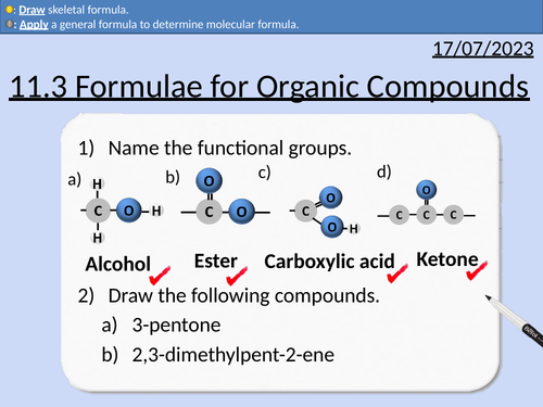 Ocr As Chemistry Representing The Formulae Of Organic Compounds Teaching Resources