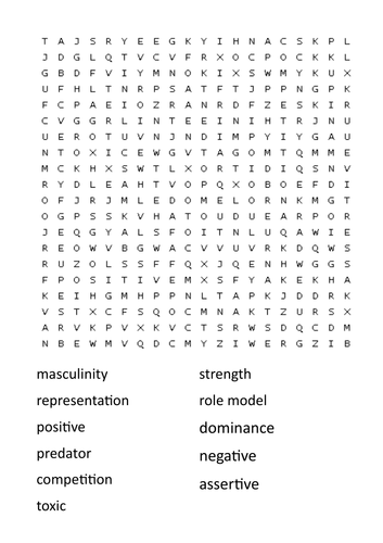 Masculinity word search