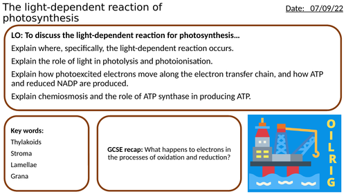AS/A2-Level AQA Biology Light dependent reaction of photosynthesis Full Lesson