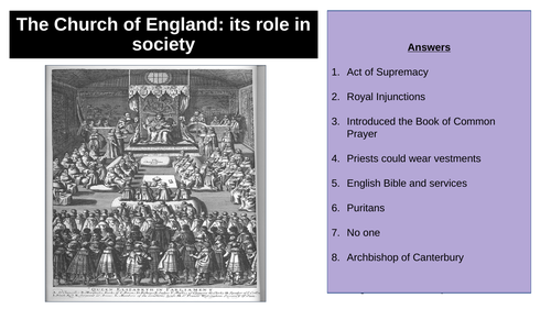 Early Elizabethan England The Role Of The Church Of England Teaching