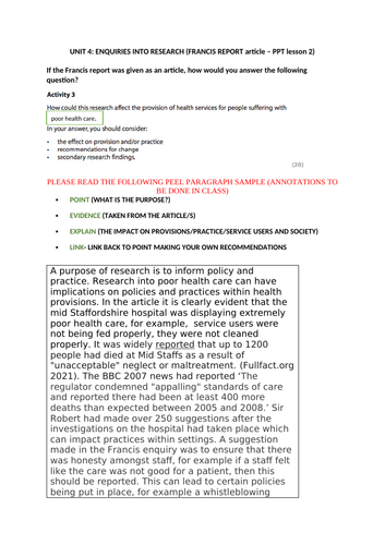 Activity 3 Unit 4 Enquiries into research Lesson 2 - informing policies