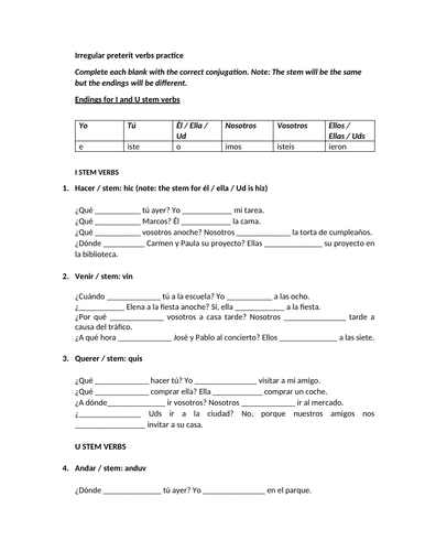 Practice on irregular preterit verbs