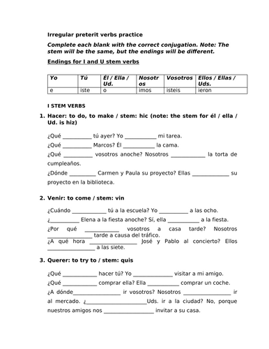 Practice on irregular preterit verbs