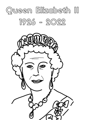 Queen Elizabeth II Colouring Remembrance Sheet - Royal Family.