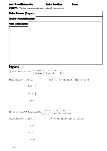 A2 MATHS PARTIAL FRACTIONS LESSON 2