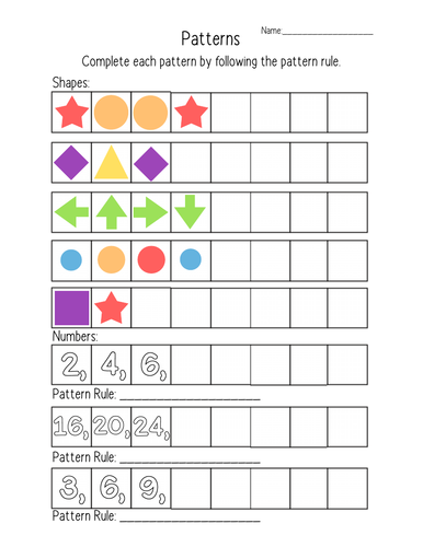 Shape and Number Patterns Worksheet