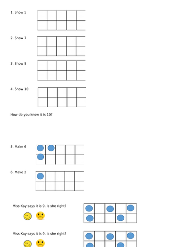 Represent numbers within 10 - tens frames