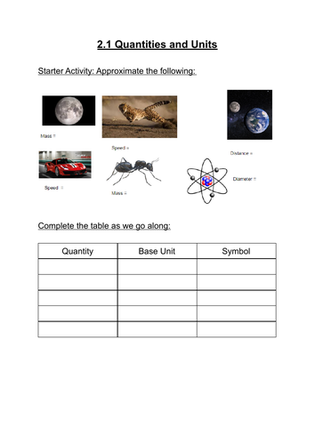 Intro to Units - OCR Physics A (Yr 12)