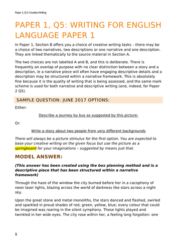 Descriptive Writing for GCSE English