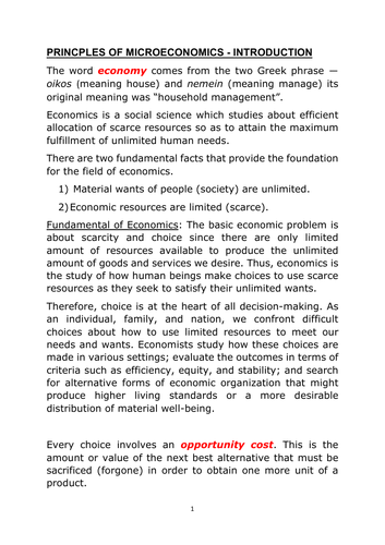 1. Principles of Microeconomics - Introduction