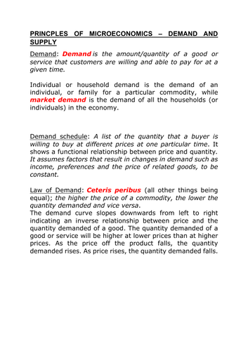 2. Principles of Microeconomics - Demand and Supply